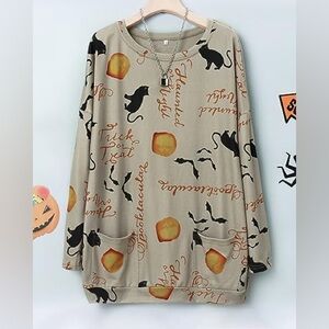 Womens Halloween Sweatshirts Pumpkin Long Sleeve‎ Size L